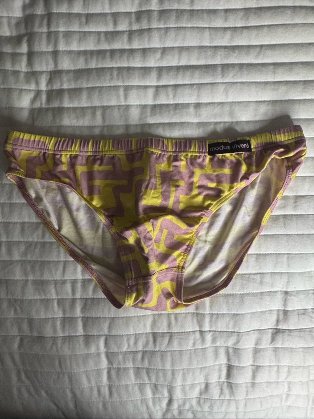 MODUS VIVENDI Yellow and Pink Geometric Men's Briefs